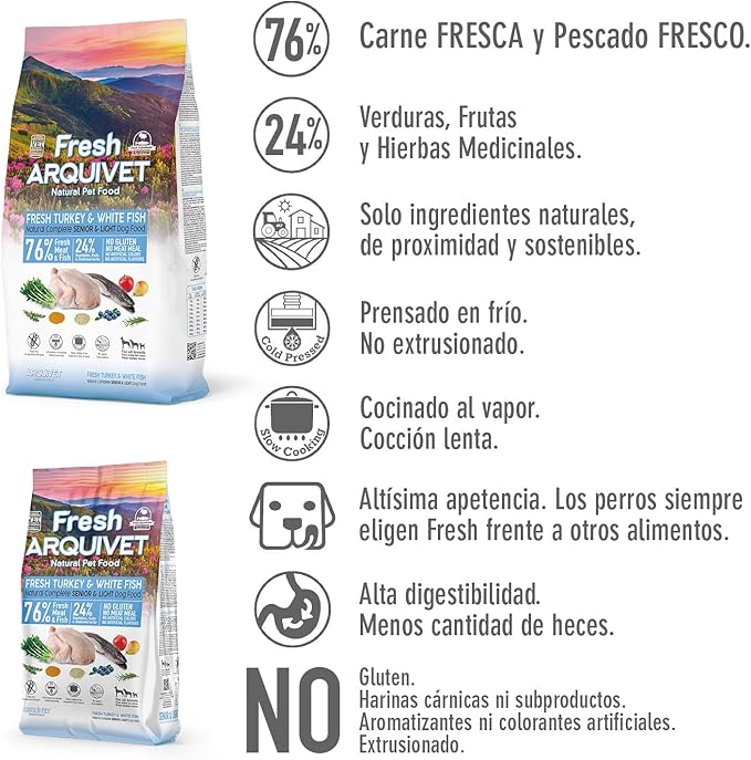 Arquivet Fresh SENIOR Light Pavo & White Fish 10 Kg.