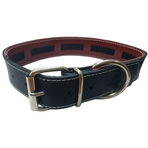 COLLAR CUERO PROTEC NATURAL, NEGRO Y ROJO  40x3cm
