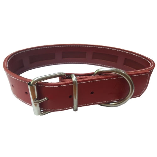 COLLAR CUERO PROTEC NATURAL, NEGRO Y ROJO  40x3cm