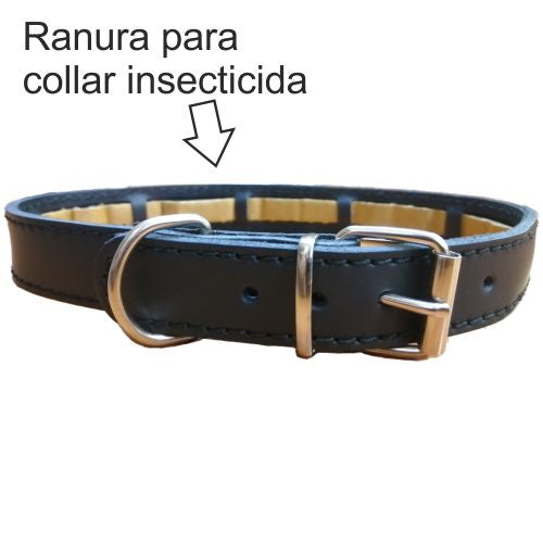 COLLAR PROTECT CUERO NATURAL y NEGRO 55x2.5cm