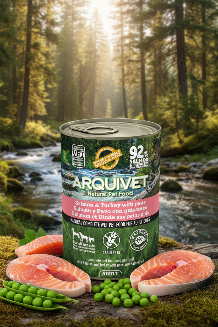 LATA SALMON Y PAVO Con Guisantes 400gr.