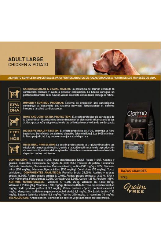OPTIMA NOVA ADULT MEDIUM/LARGE CHICKEN POTATO 12 KG.