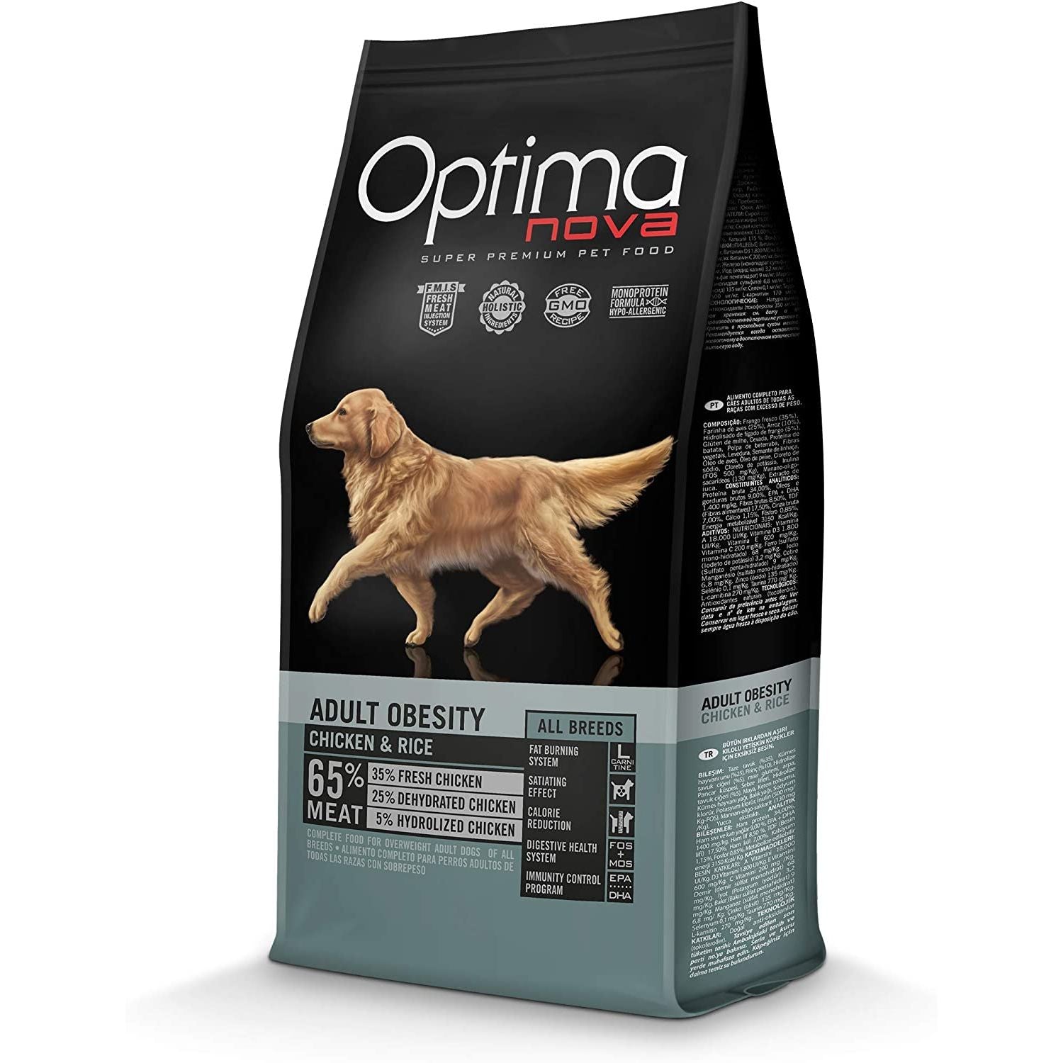 OPTIMA NOVA OBESITY POLLO ARROZ 12 KG Y 2 KG