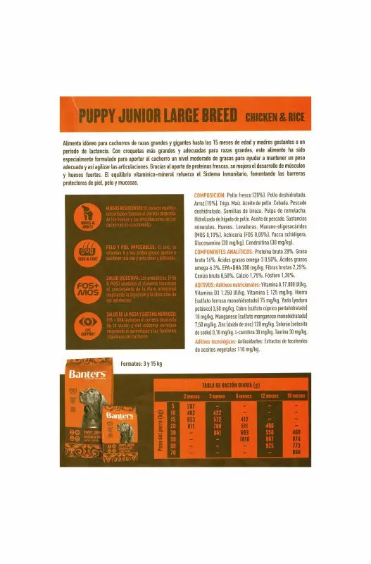 BANTERS DOG PUPPY JUNIOR 15 KG y 3 KG